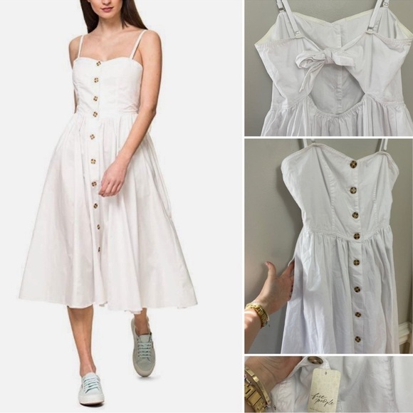 Free People Dresses & Skirts - 339 Free People White Tank Dress Open Back Size Large Color White